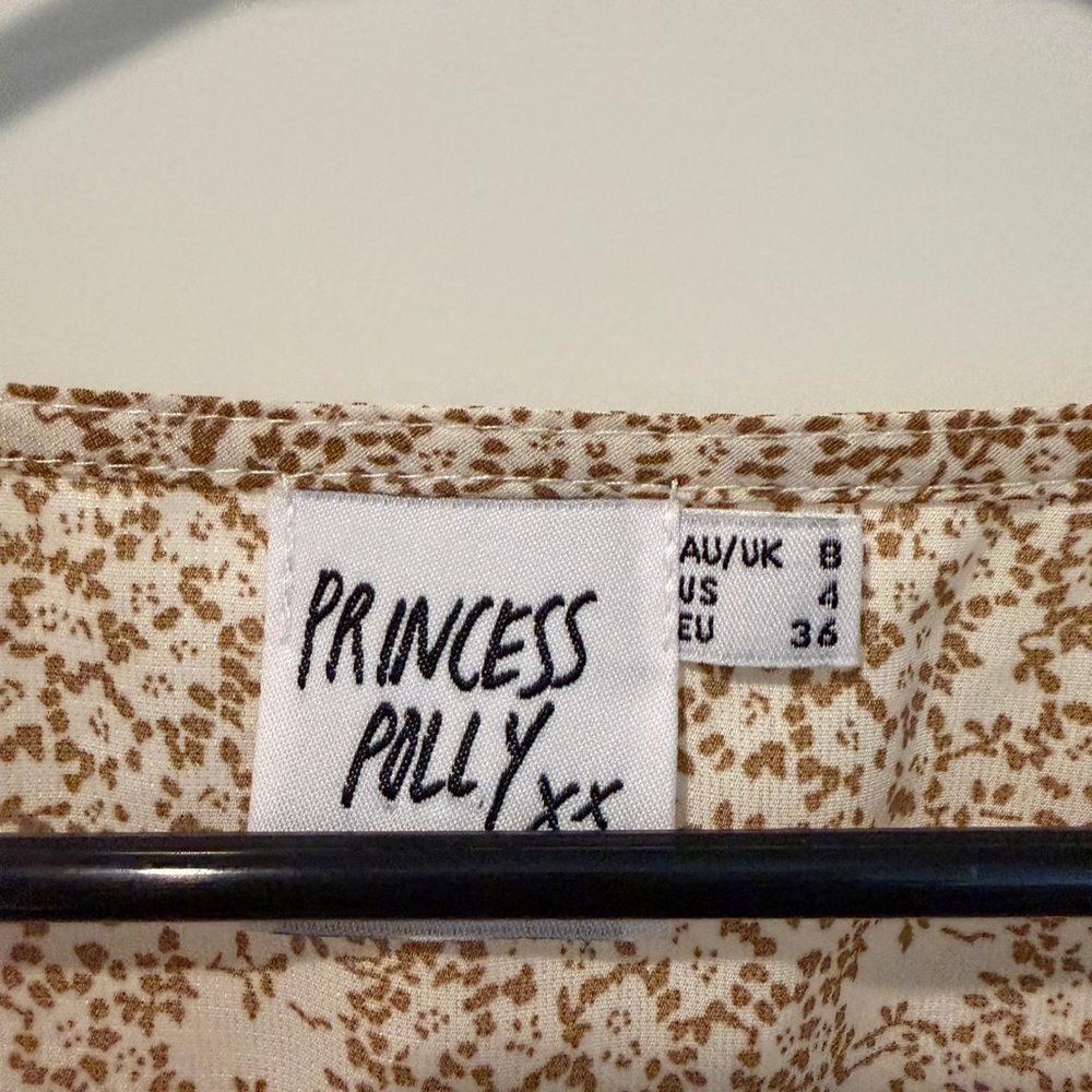 Princess Polly Beige Floral Smocked Tiered Long-Sleeve Dress - Picture 6 of 6
